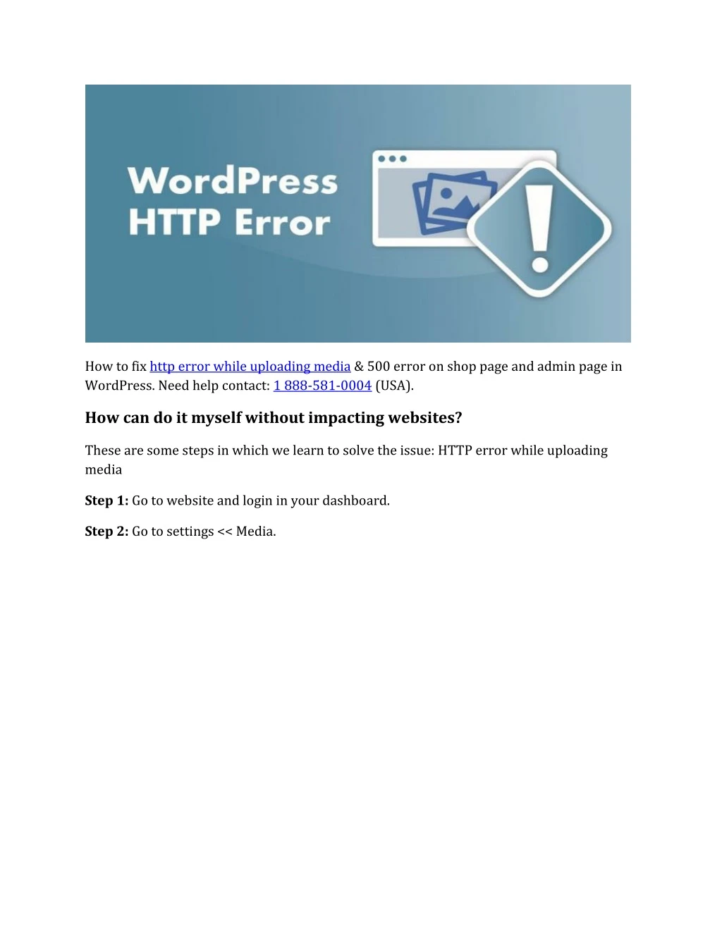 how to fix http error while uploading media