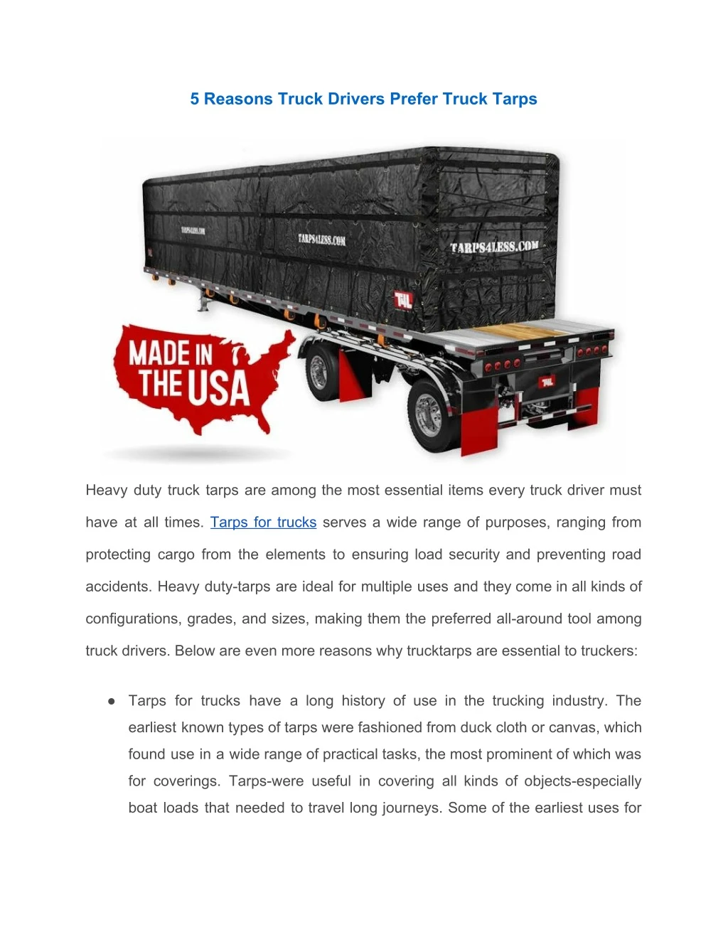5 reasons truck drivers prefer truck tarps