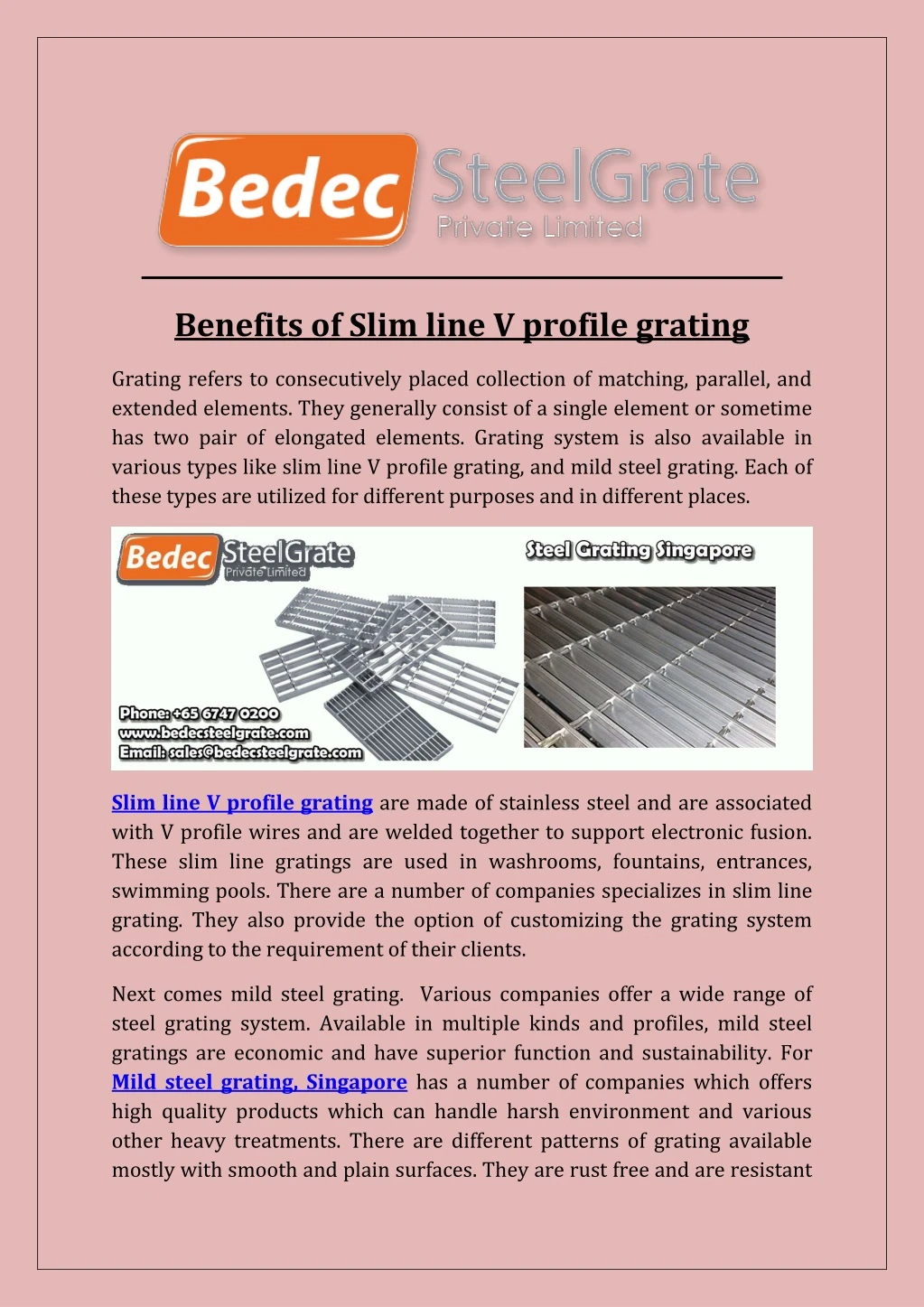 benefits of slim line v profile grating