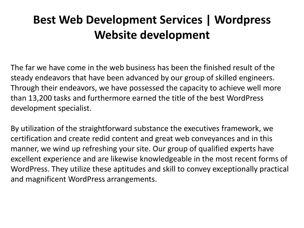 best web development services wordpress website development