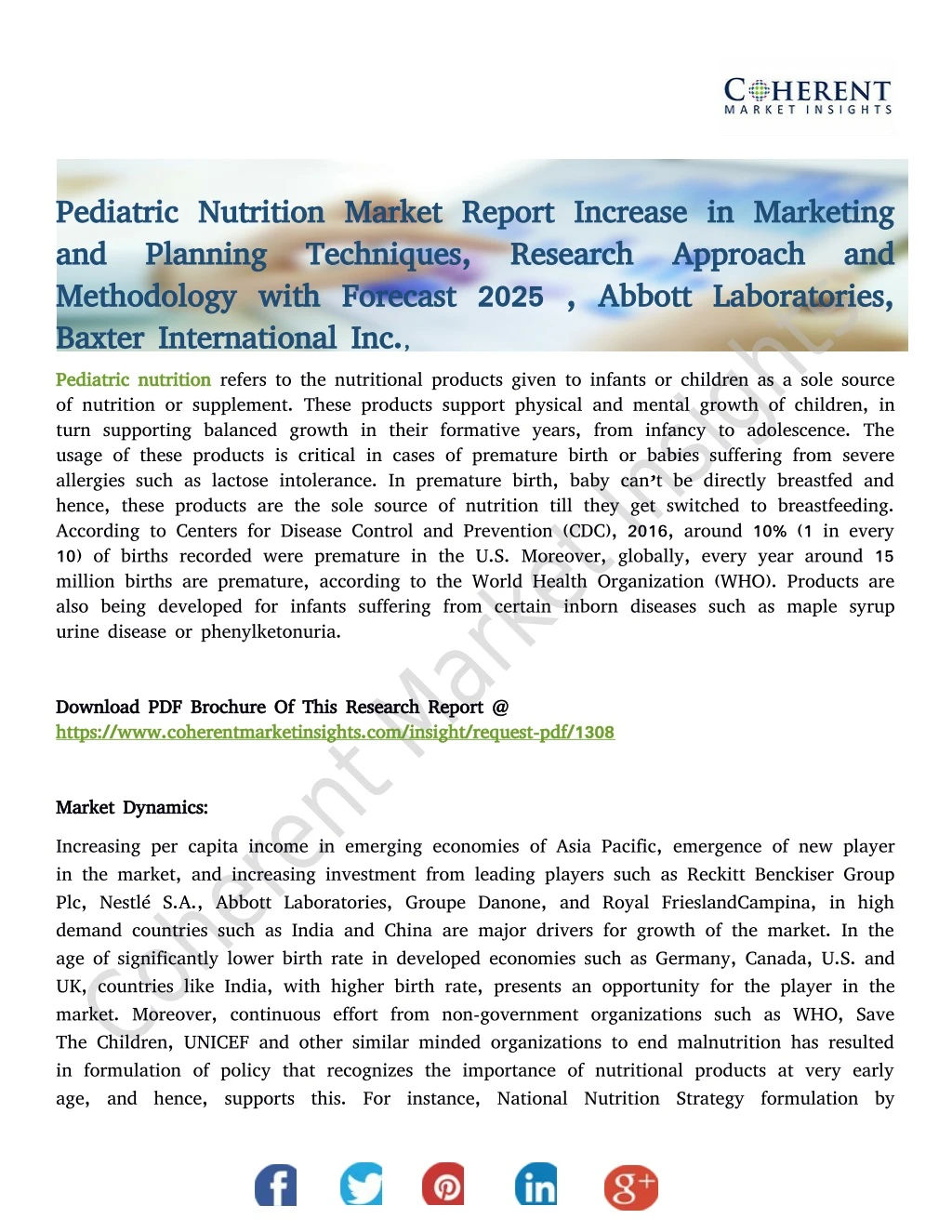 pediatric nutrition market report increase