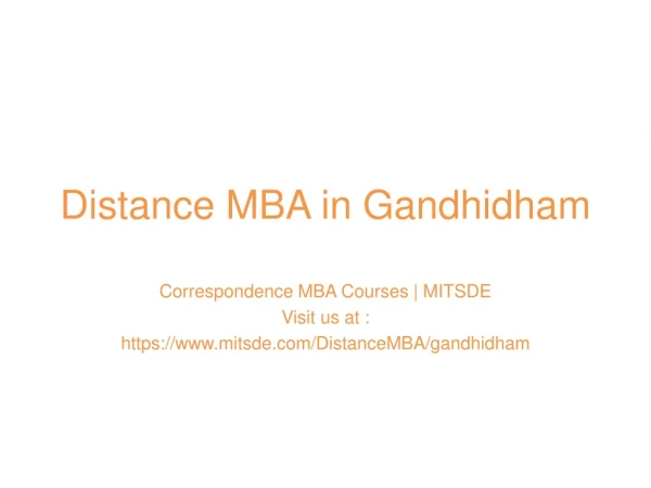 Distance Management Courses | Correspondence MBA | Distance MBA in Gandhidham