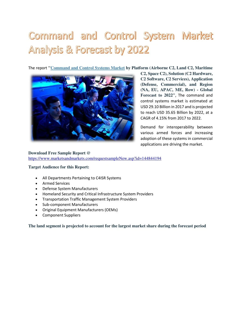 the report command and control systems market