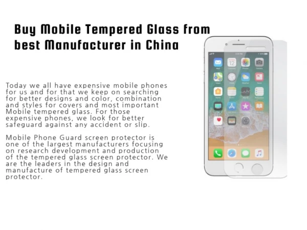 Buy Mobile Tempered Glass by Mobile Phone Guard in China