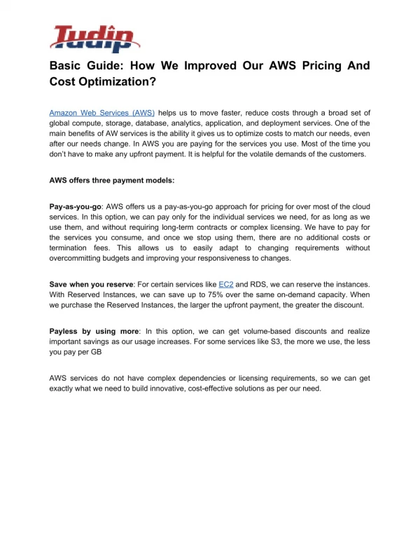 Basic Guide: How We Improved Our AWS Pricing And Cost Optimization?