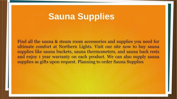 Best Quality Sauna Supplies