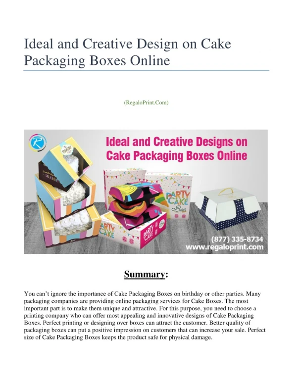 Ideal and Creative Design on Cake Packaging Boxes Online