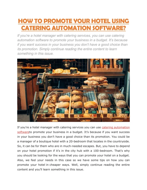 Catering automation software