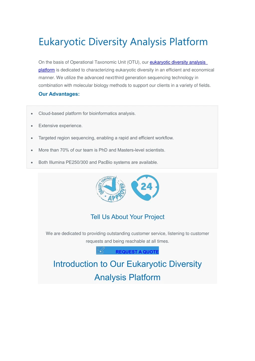 eukaryotic diversity analysis platform