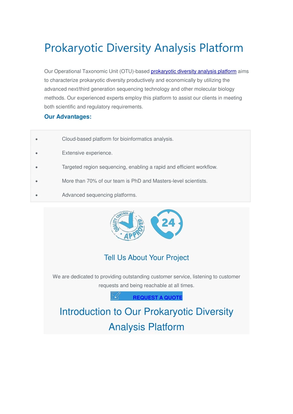 prokaryotic diversity analysis platform