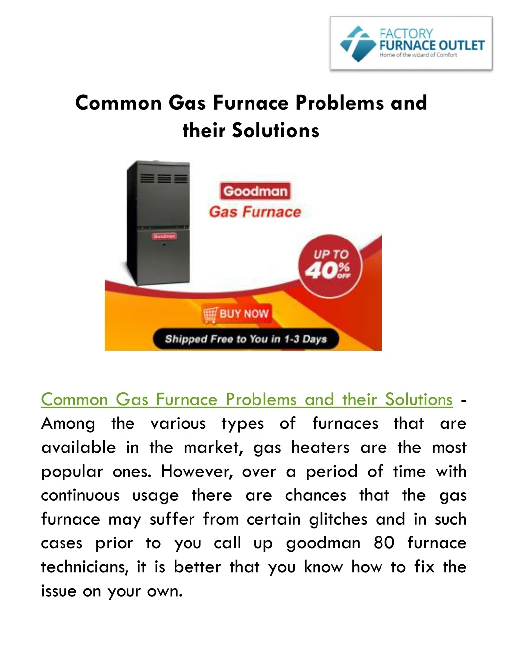 common gas furnace problems and their solutions