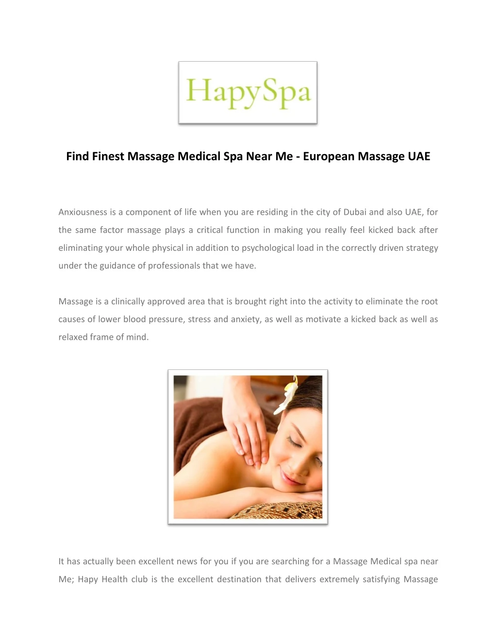 find finest massage medical spa near me european