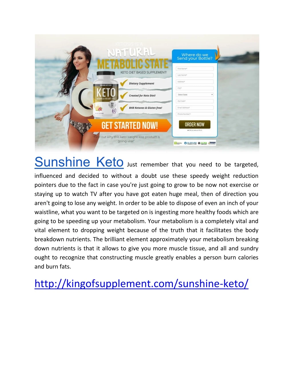 sunshine keto just remember that you need