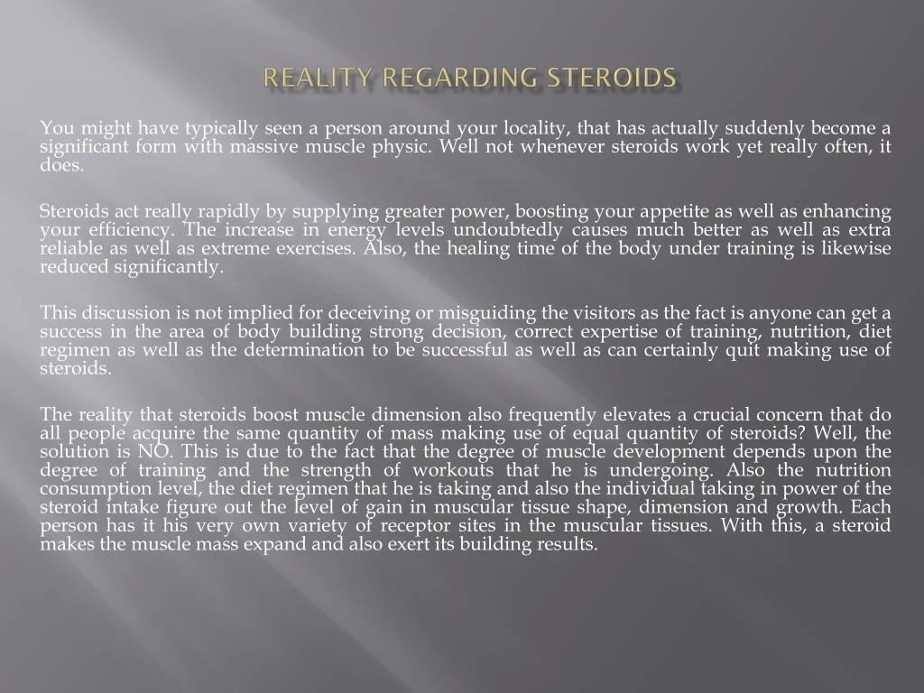 reality regarding steroids