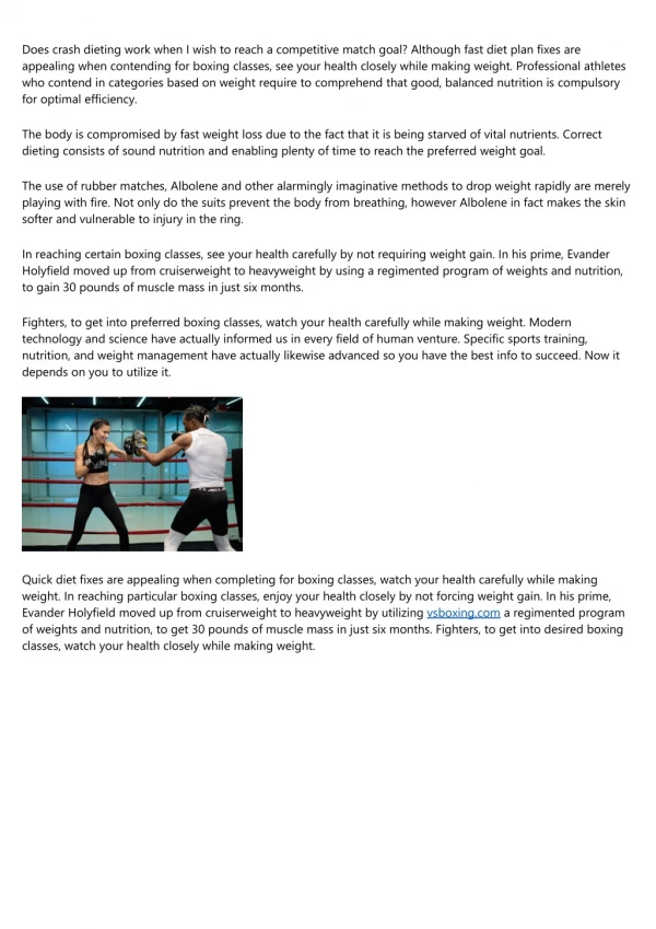 Boxing Class - See Your Health Carefully While Making Weight