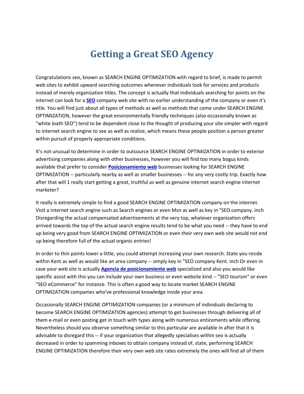 getting a great seo agency