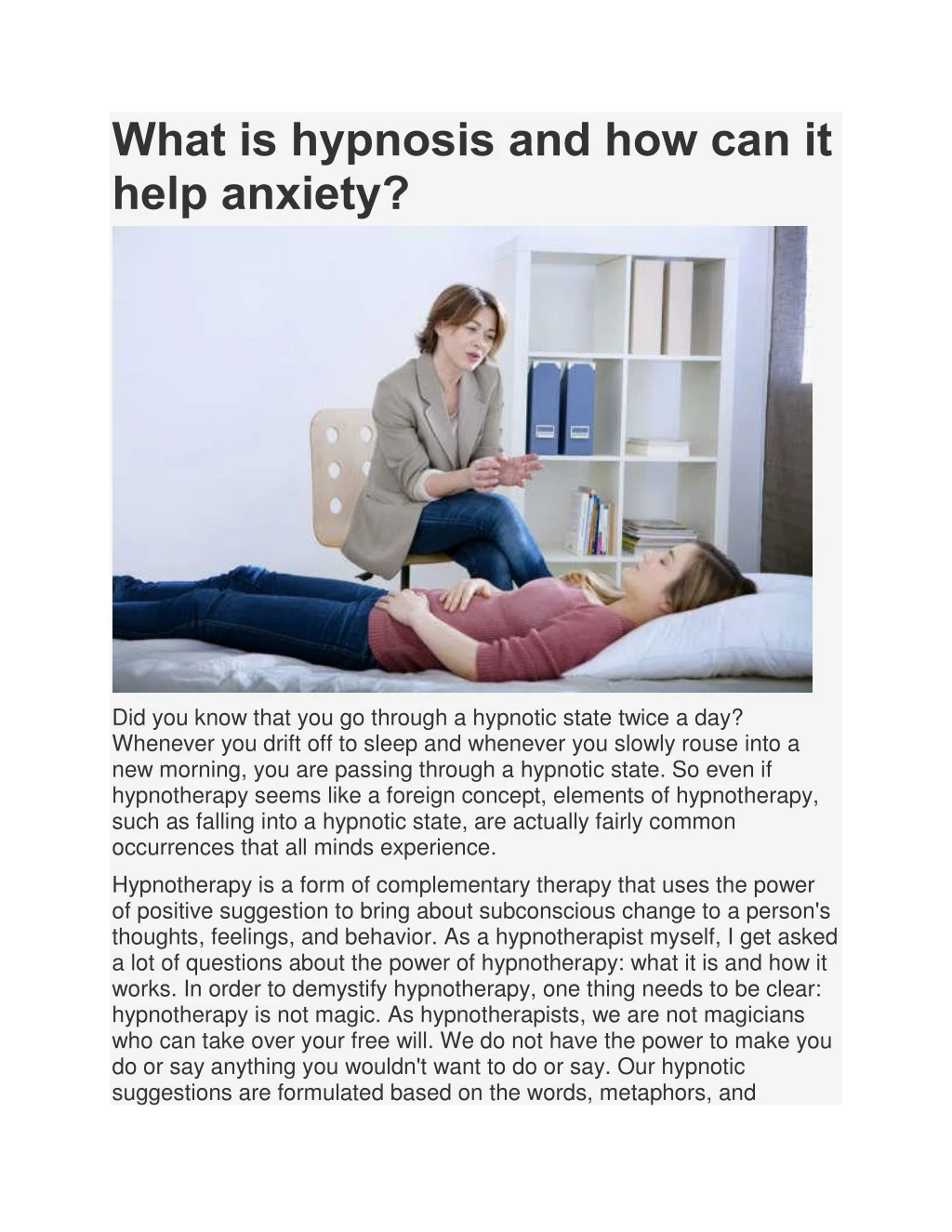 what is hypnosis and how can it help anxiety