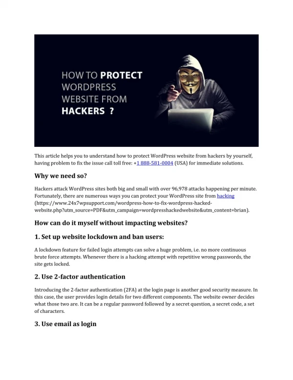 Call:1-888-581-0004 | How to Protect WordPress Website from Hackers