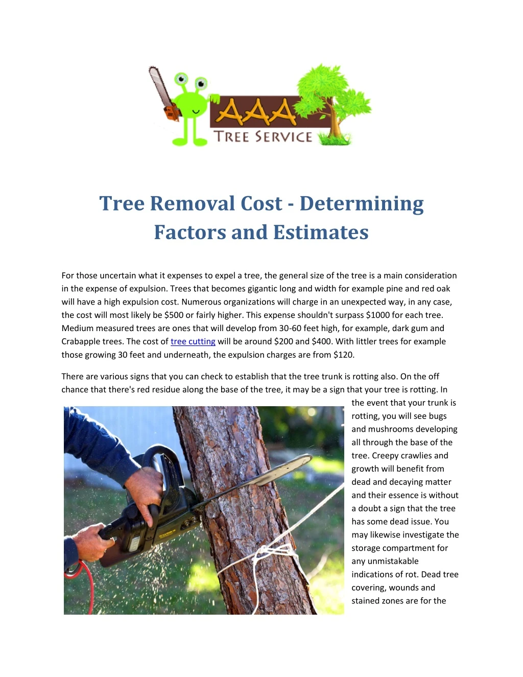 tree removal cost factors and estimates factors