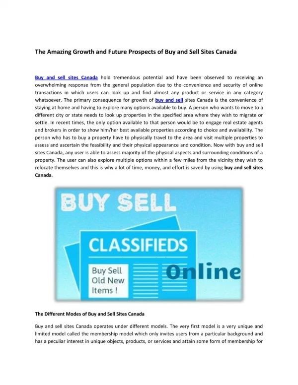 The Amazing Growth and Future Prospects of Buy and Sell Sites Canada