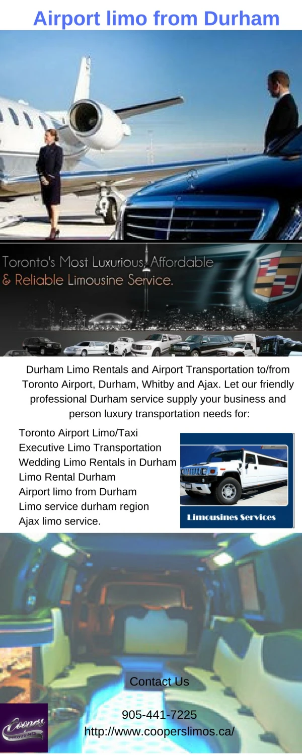 Airport limo from Durham | Coopers Limousines