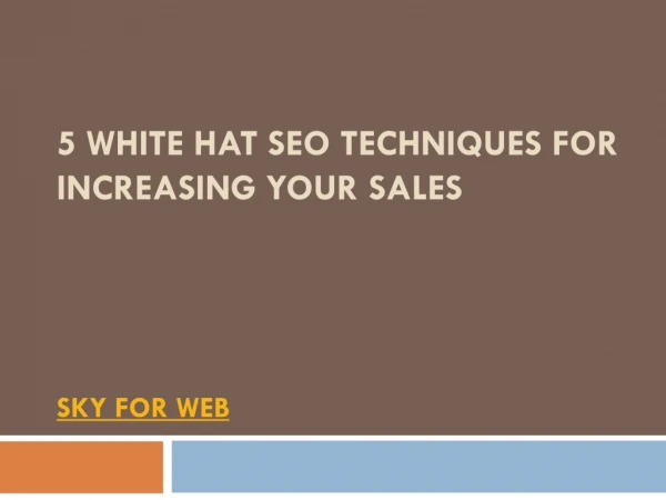 5 White Hat SEO Techniques for increasing your sales