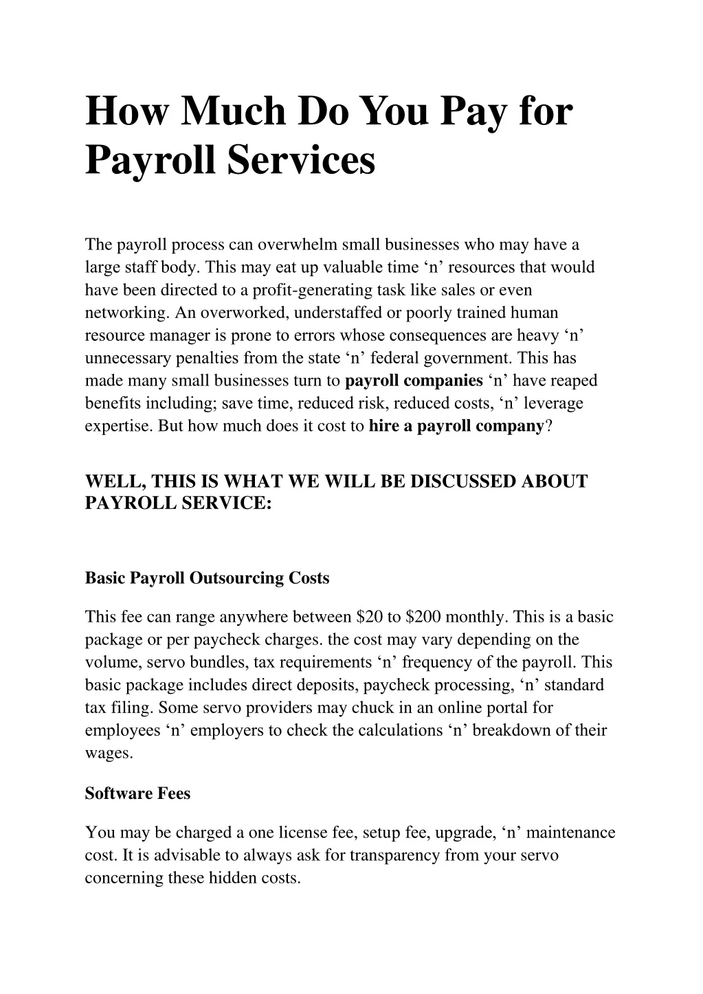how much do you pay for payroll services