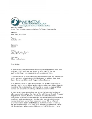 Upper East Side Gastroenterologists- Dr.Shawn Khodadadian - slide 1