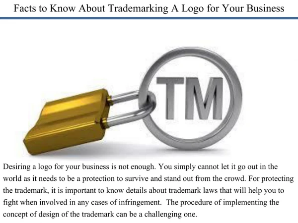 Facts to Know About Trademarking A Logo for Your Business
