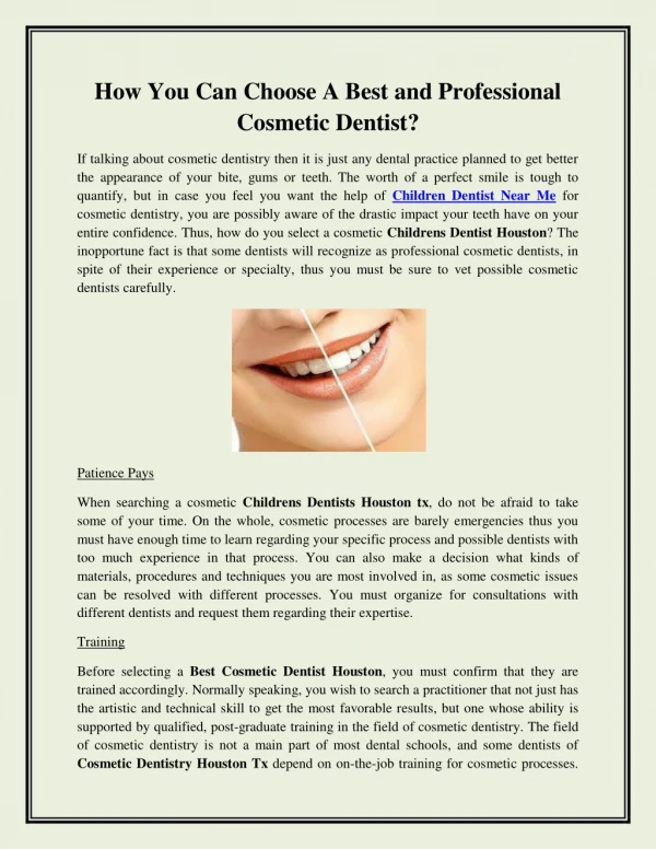 How You Can Choose A Best and Professional Cosmetic Dentist