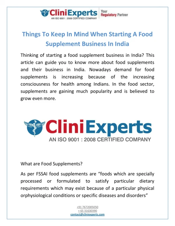 Things To Keep In Mind When Starting A Food Supplement Business In India
