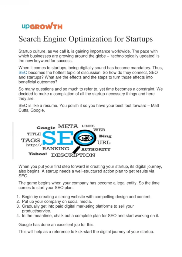 Search Engine Optimization for Startups