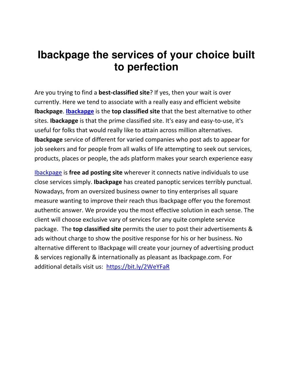 ibackpage the services of your choice built