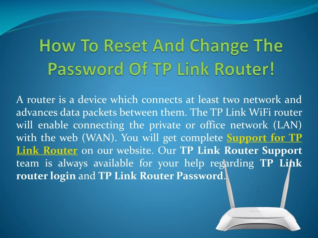 how to reset and change the password of tp link router