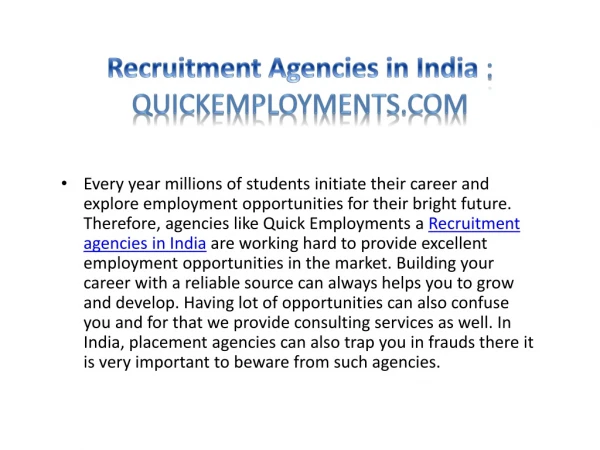 Recruitment agencies India