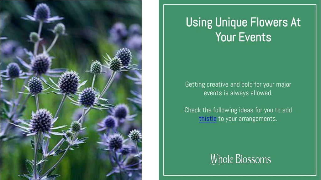 using unique flowers at your events