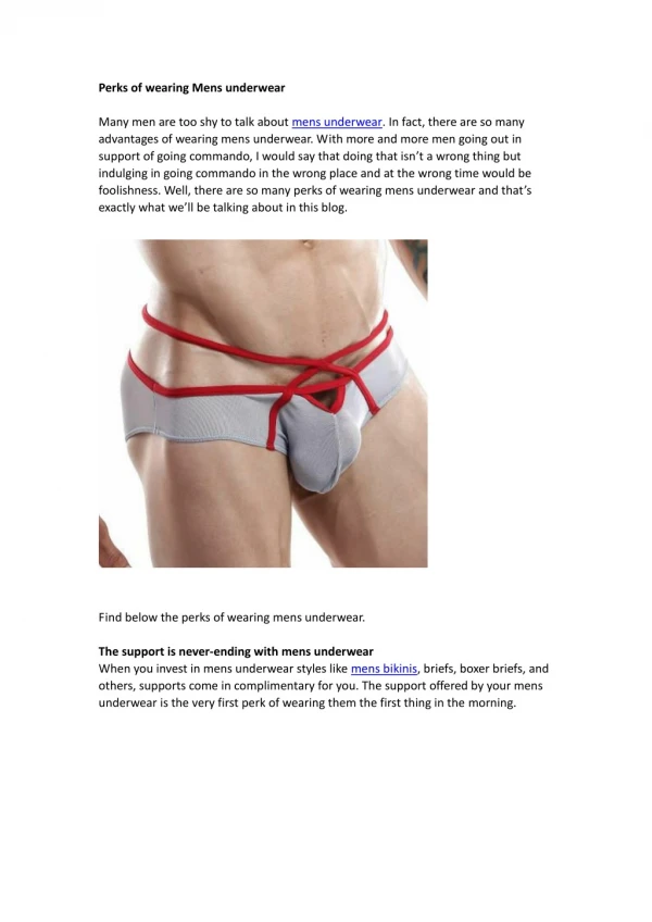 Perks of wearing Mens underwear