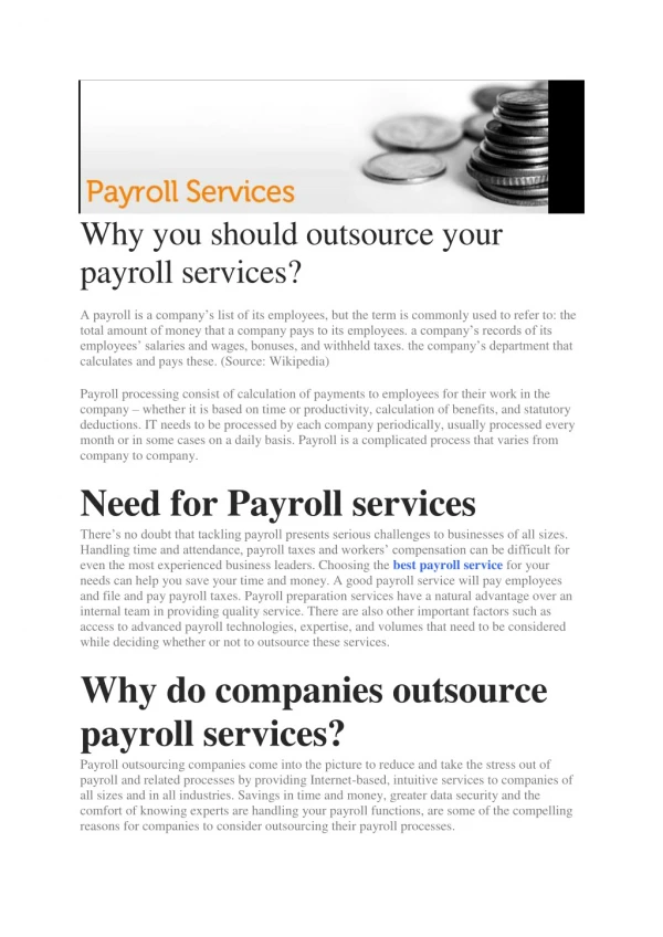 Why you should outsource your payroll services?