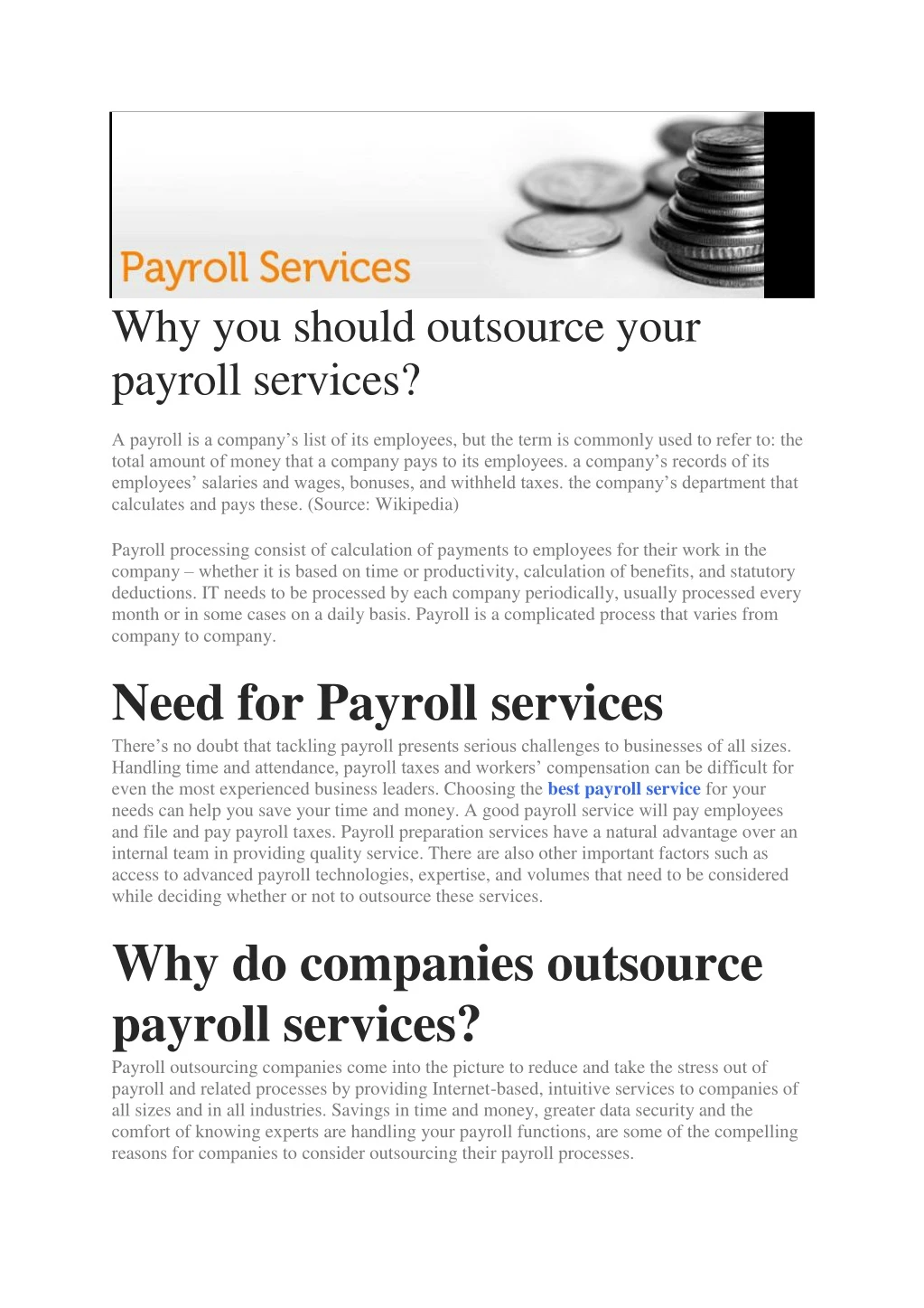 why you should outsource your payroll services