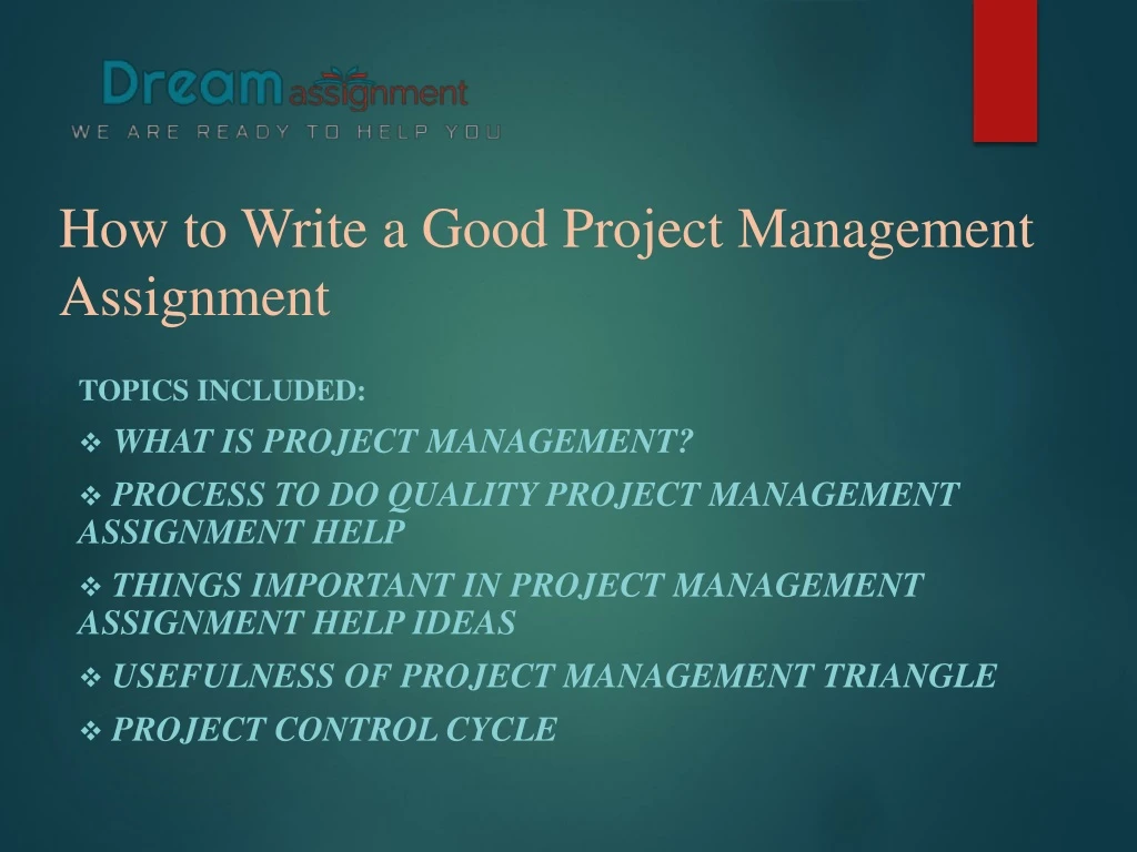 how to write a good project management assignment