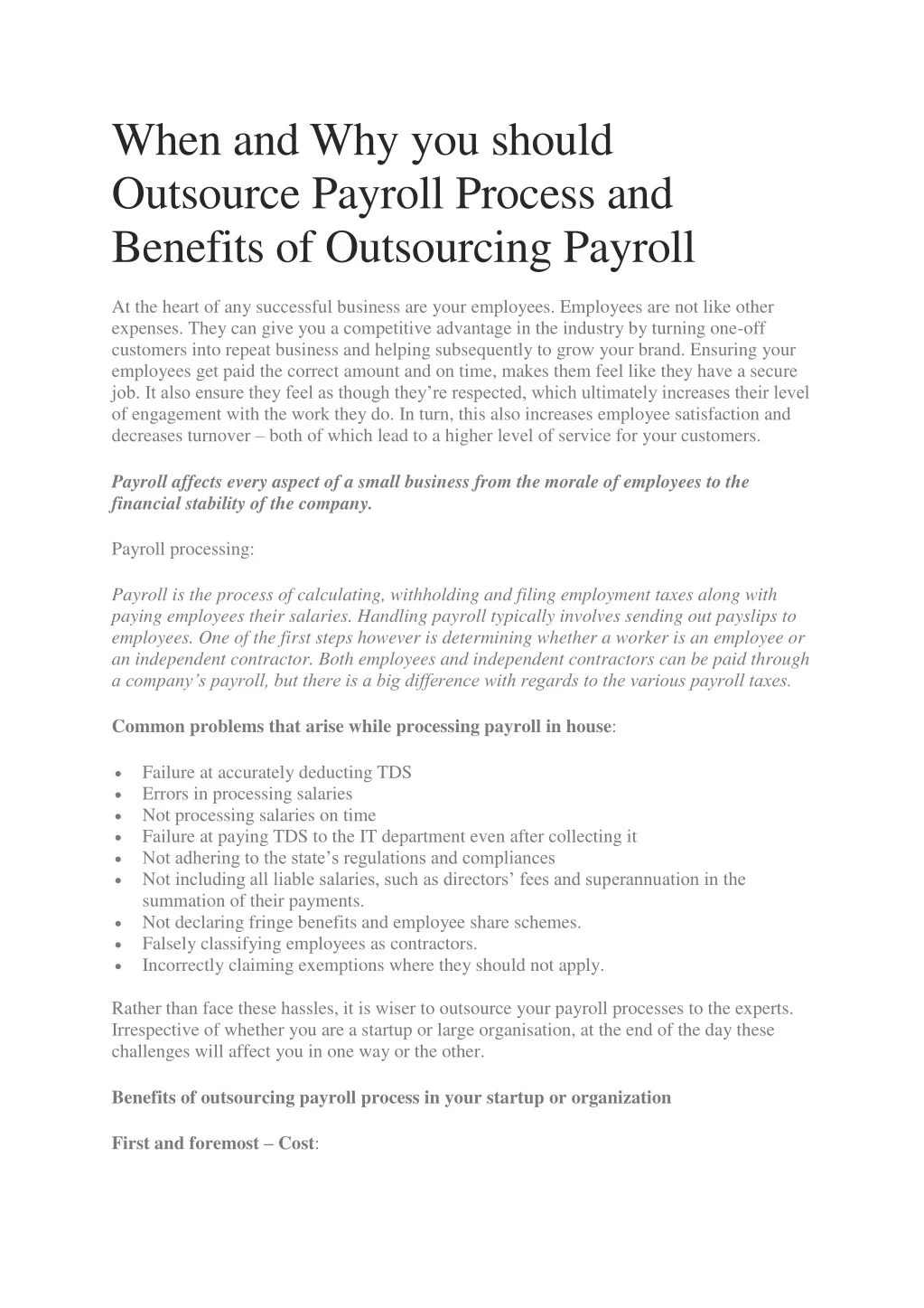 when and why you should outsource payroll process