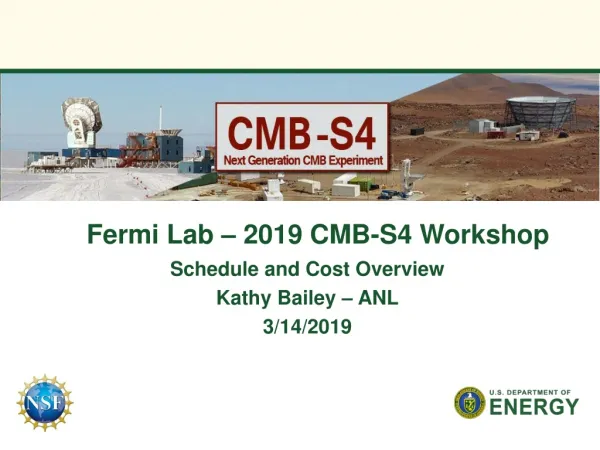 Fermi Lab – 2019 CMB-S4 Workshop