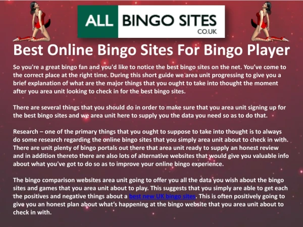 Best Online Bingo Sites For Bingo Player