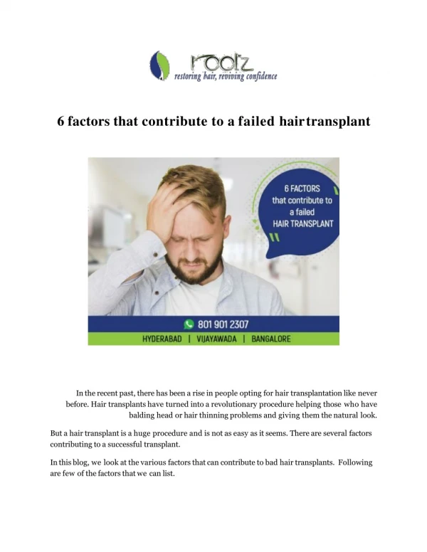 6 factors that contribute to a failed hair transplant