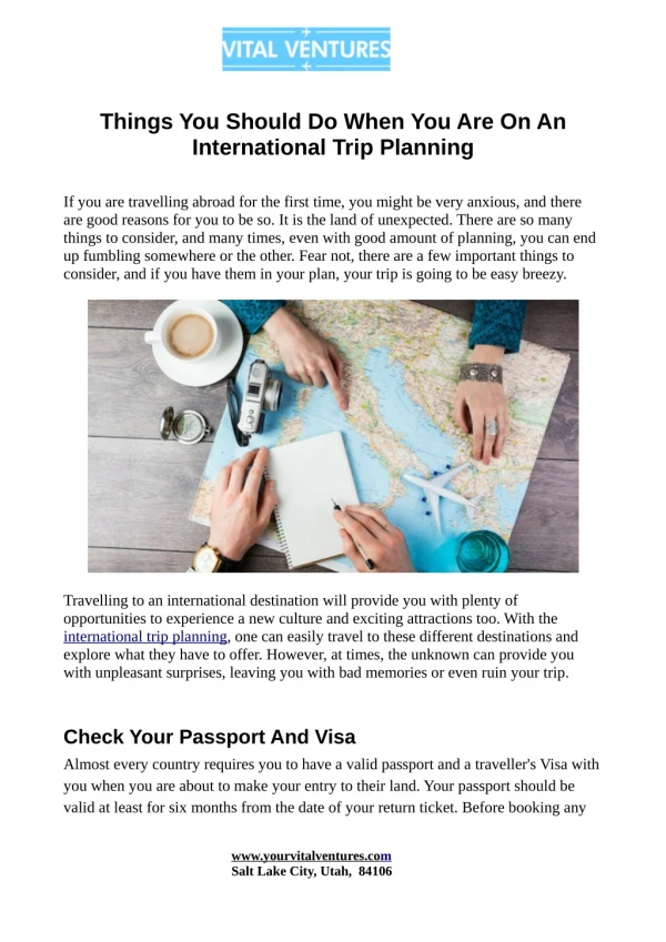 Planning For An International Trip
