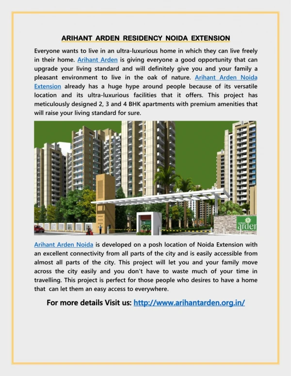 Arihant Arden Residency in Noida Extension