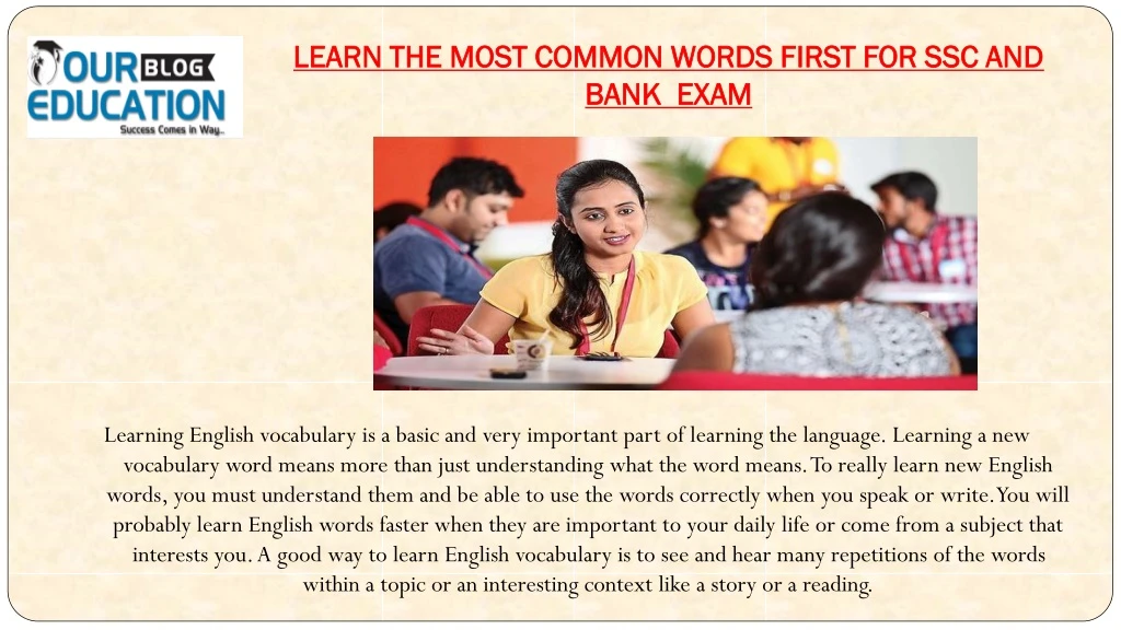 learn the most common words first for ssc and bank exam