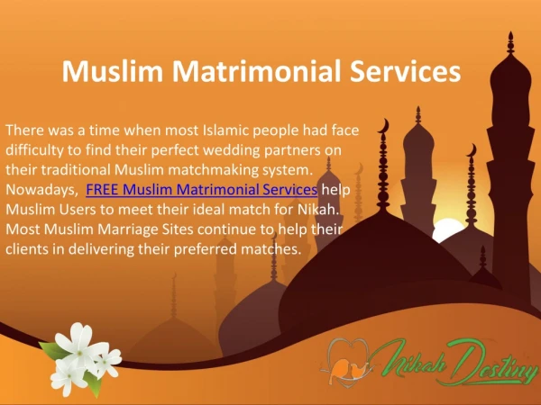 Muslim Matrimonial Services for Wedding