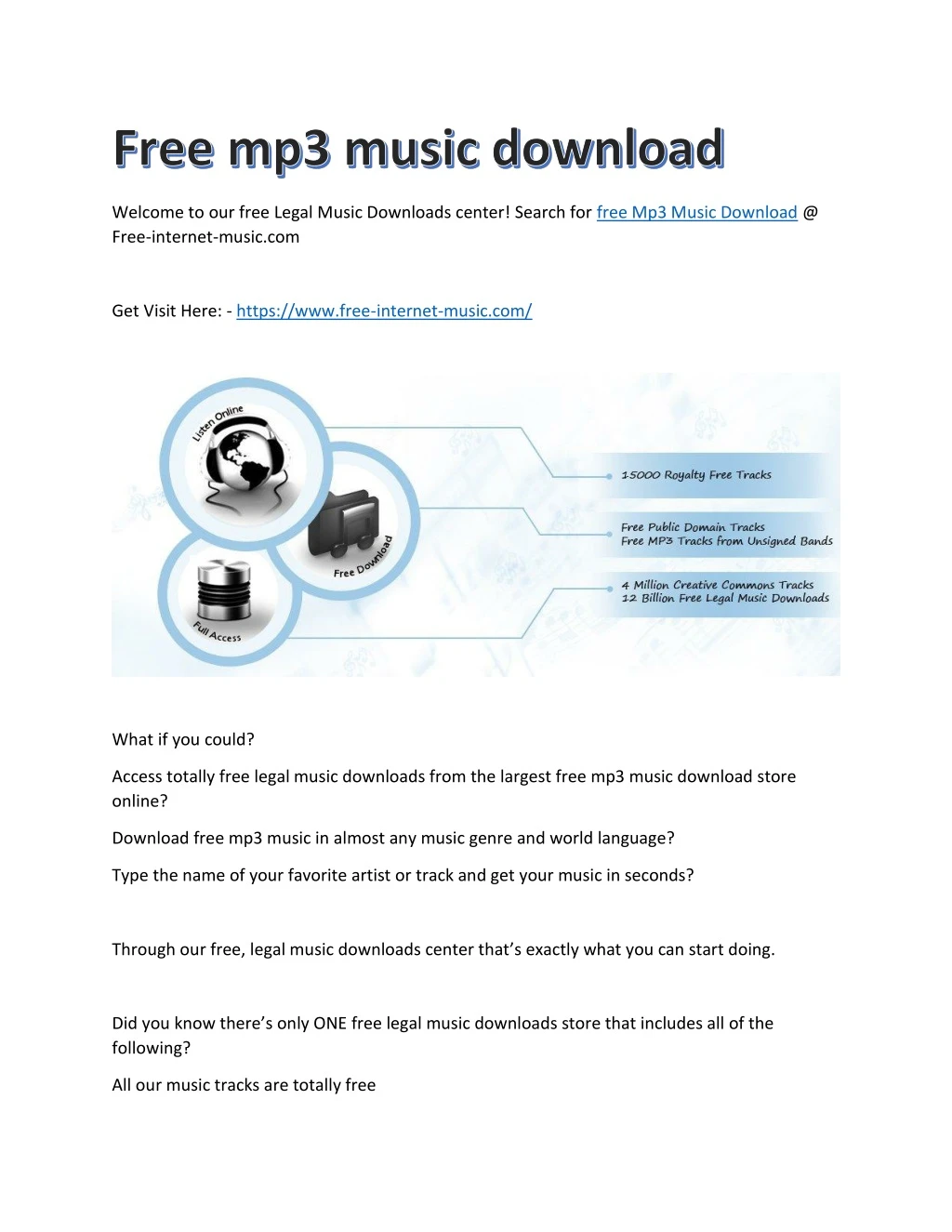 welcome to our free legal music downloads center