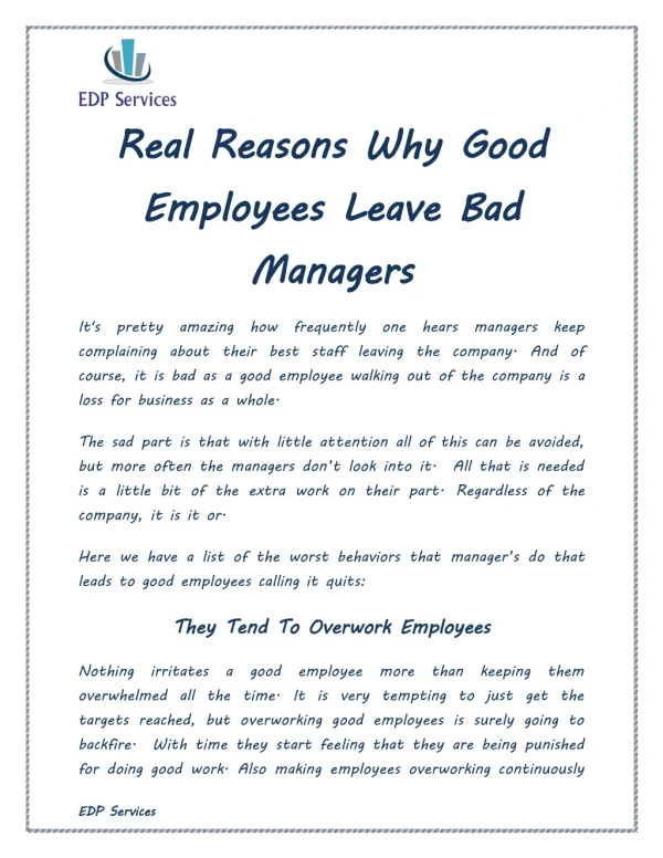 Real Reasons Why Good Employees Leave Bad Managers